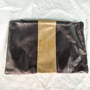 Kathy Fielder Clutch Purse Bag With Gold Stripe